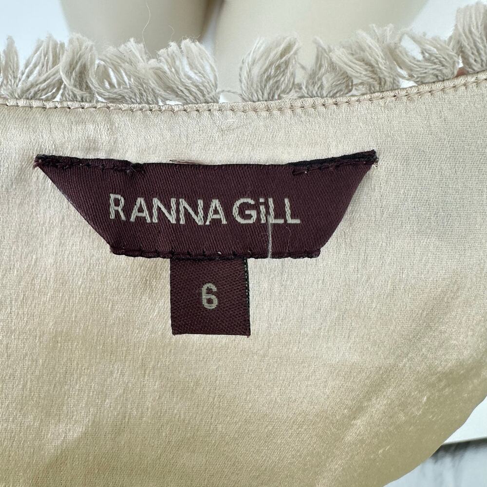 Ranna Gill Womens Beaded Romper Size 6 Coachella Festival Boho Champagne Cream - Picture 7 of 16